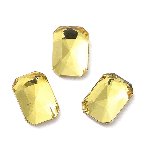 

PandaHall Glass Rhinestone Cabochons, Point Back & Back Plated, Faceted, Rectangle, Citrine, 8x5.5x2.5mm Glass Rhinestone Rectangle Orange