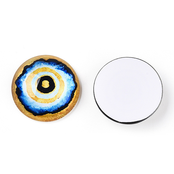 

PandaHall Glass Cabochons, Half Round with Eye, Light Sky Blue, 20x6.5mm Glass Half Round