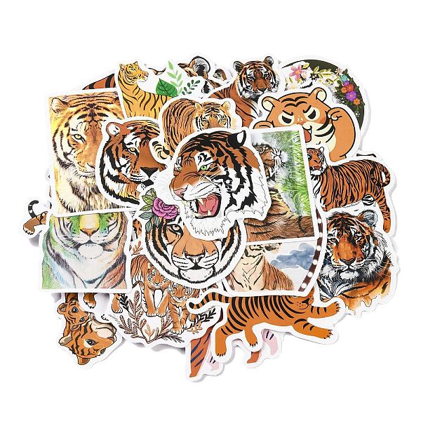 

PandaHall Tiger PVC Adhesive Waterproof Stickers Set, Dfor DIY Photo Album Tumbler Diary Scrapbook Decorative, Mixed Color..., Multicolor