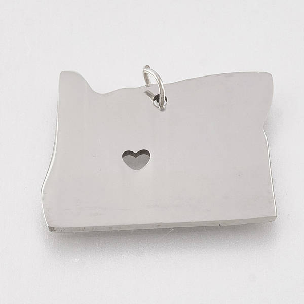 

PandaHall 201 Stainless Steel Pendants, Map of Oregon, Stainless Steel Color, 16x21x1mm, Hole: 3mm 201 Stainless Steel Others