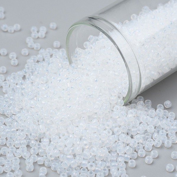 

PandaHall TOHO Round Seed Beads, Japanese Seed Beads, (1141) Translucent White, 11/0, 2.2mm, Hole: 0.8mm, about 1110pcs/10g Glass White