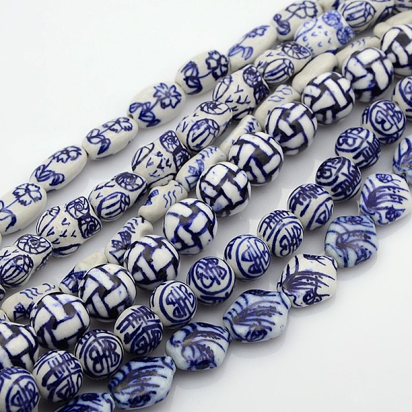 Mischarten Handgefertigt Blauen Und Weißen Porzellan Keramikperlen Stränge