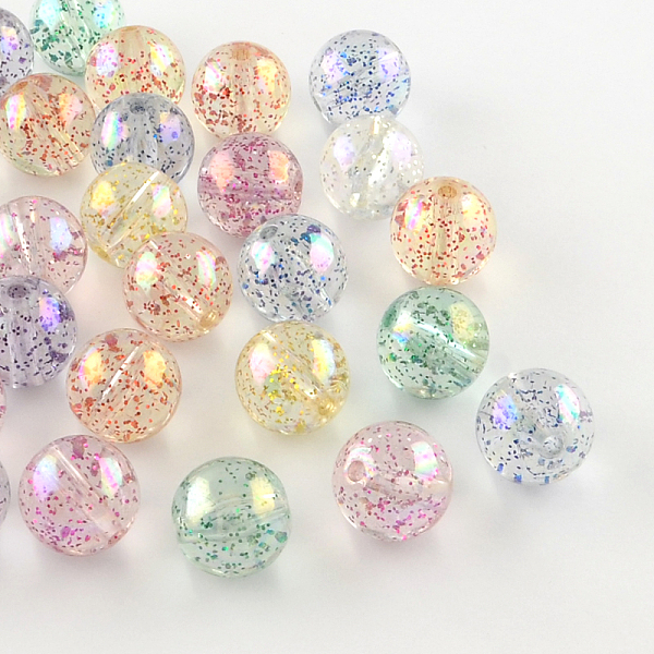 

PandaHall Round AB Color Transparent Acrylic Beads, with Colorful Glitter Powder, Mixed Color, 14mm, Hole: 2mm, about 318pcs/500g Acrylic..., Multicolor