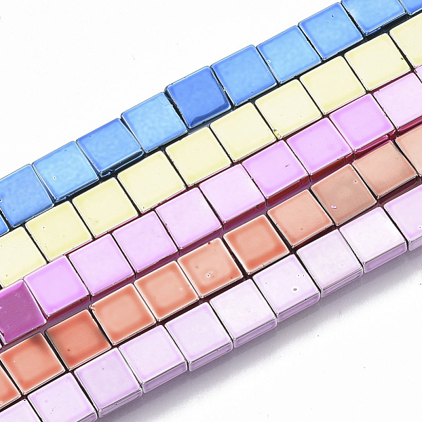 

PandaHall Electroplated Non-magnetic Synthetic Hematite Beads Strands, Rectangle, Mixed Color, 6x6.5x2.5mm, Hole: 0.5mm, about...
