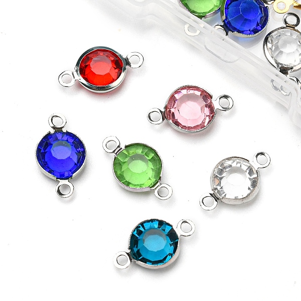 

PandaHall Unicraftale 16Pcs 8 Colors 304 Stainless Steel Links/Connectors, with Glass, Flat Round, Mixed Color, 12x6x3mm, Hole: 1.5mm 304..., Multicolor