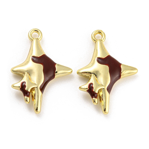 

PandaHall Alloy Enamel Pendants, Golden, Star Charm, Coconut Brown, 25x17x4.5mm, Hole: 1.8mm Alloy+Enamel Star
