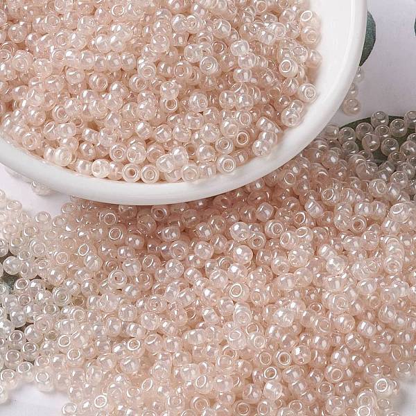 

PandaHall MIYUKI Round Rocailles Beads, Japanese Seed Beads, 8/0, (RR3505) Transparent Pale Peach Luster, 3mm, Hole: 1mm, about..., Orange