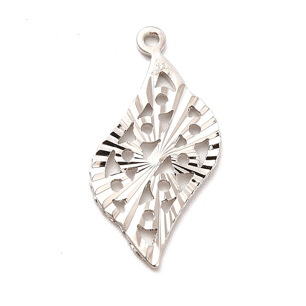 

PandaHall Rack Plating Brass Pendants, Long-Lasting Plated, Leaf Charm, Platinum, 21x10.5x1mm, Hole: 1mm Brass Leaf