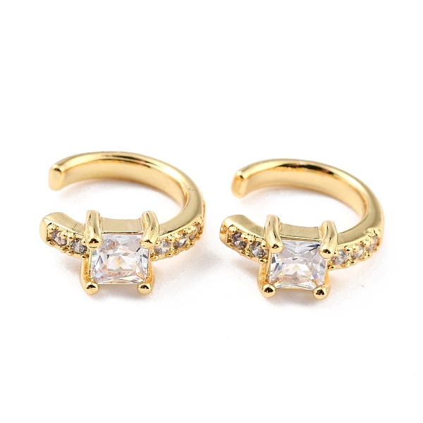

PandaHall Brass Micro Pave Cubic Zirconia Cuff Earrings, Real 18K Gold Plated, Ring, Clear, 13x2.5mm Cubic Zirconia Clear
