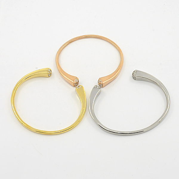 

PandaHall Cuff Bangles, 316 Surgical Stainless Steel Bangles, Square with Micro Pave Czech Rhinestone, Mixed Color, 46x58mm Rhinestone
