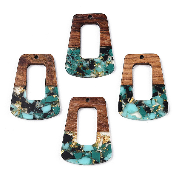 

PandaHall Transparent Resin & Walnut Wood Pendants, with Gold Foil, Trapezoid Charms, Turquoise, 37.5x27x3mm, Hole: 2mm Resin+Wood Trapezoid..., Green