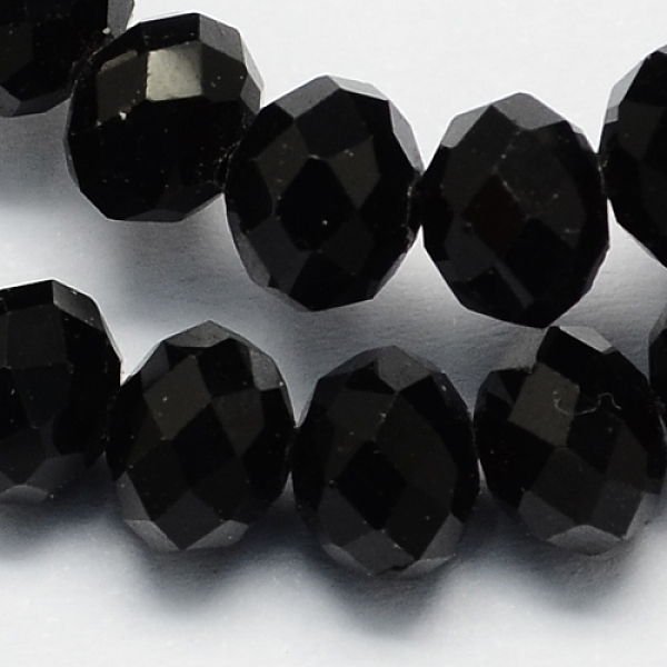 

PandaHall Handmade Imitate Austrian Crystal Faceted Rondelle Glass Beads, Black, 16x12mm, Hole: 1mm, about 48pcs/strand Glass Rondelle Black