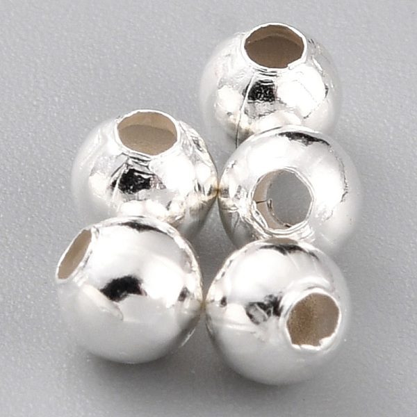 

PandaHall Brass Spacer Beads, Long-Lasting Plated, Round, 925 Sterling Silver Plated, 3.5mm, Hole: 1.4mm Brass Round