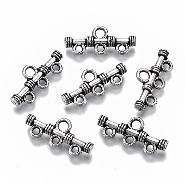 PandaHall Tibetan Style Alloy Chandelier Components Links, 3-Strand Reducer Connector, Bar, Cadmium Free & Lead Free, Antique Silver...