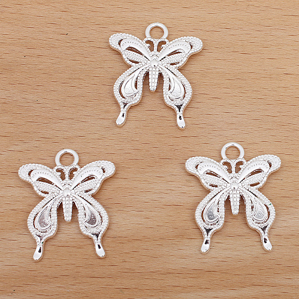 

PandaHall Alloy Pendants, Butterfly Charms, Platinum, 28x24mm Alloy Butterfly