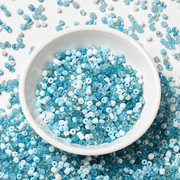 

PandaHall Opaque & Transparent Inside Colours Glass Seed Beads, Round Hole, Round, Light Sky Blue, 3x1.5~2.5mm, Hole: 0.8mm, about 450g/bag...