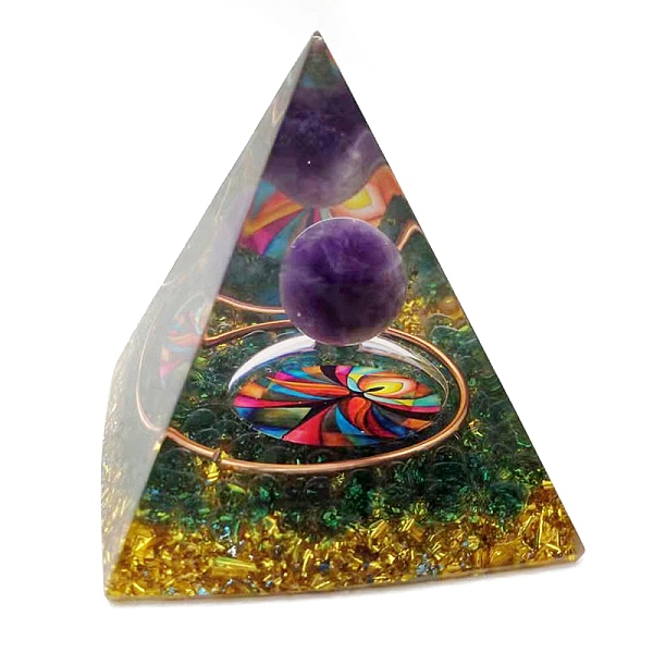 

PandaHall Resin Orgonite Pyramids with Ball, Resin Craft Healing Pyramids, for Spirits Lift Stress Relief, Red, 60x60x60mm Resin Pyramid Red