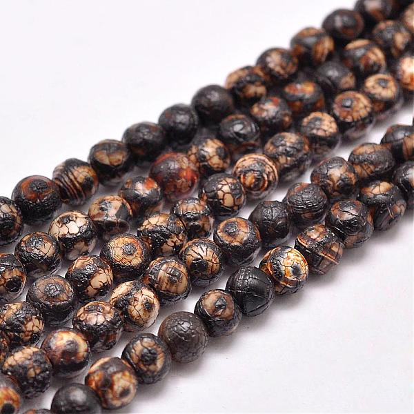

PandaHall Natural Tibetan Style 3-Eye dZi Beads Strands, Dyed & Heated, Matte Style, Round, 3-Eye, about 6mm, Hole: 2mm, about 65pcs/strand...