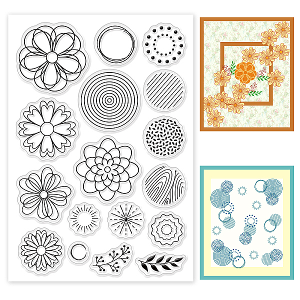 

PandaHall BENECREAT Flower Background Clear Stamps, Leaves Round Transparent Silicone Stamps for Card Making Decoration and DIY Scrapbooking...
