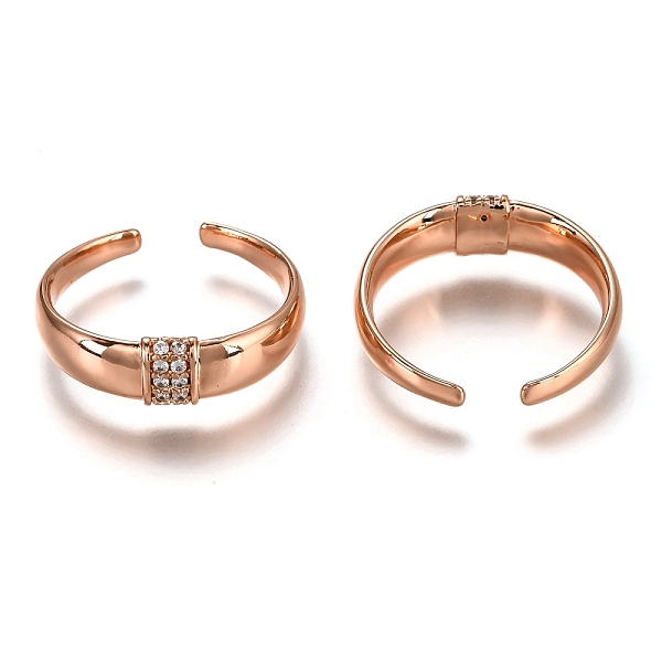 

PandaHall Brass Micro Pave Clear Cubic Zirconia Cuff Rings, Open Rings, Long-Lasting Plated, Rose Gold, US Size 7, Inner Diameter: 18mm...
