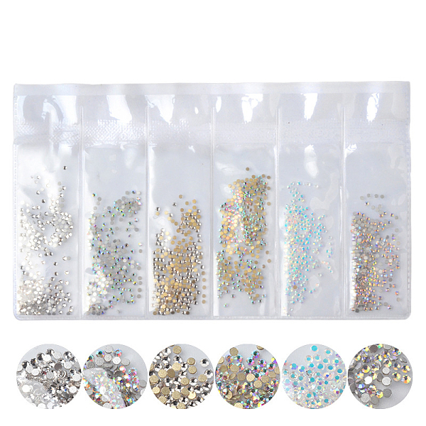 

PandaHall Glass Rhinestone Flat Back Cabochons, Nail Art Decoration Accessories, Faceted, Half Round, Mixed Color, 1.3mm, about 1440pcs/bag..., Multicolor