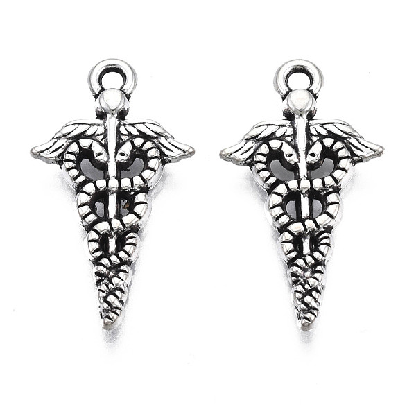 

PandaHall Tibetan Style Alloy Caduceus Medical Symbol Charms, Cadmium Free & Lead Free, Wing with Snak, Antique Silver, 25x13.5x2.5mm, Hole...