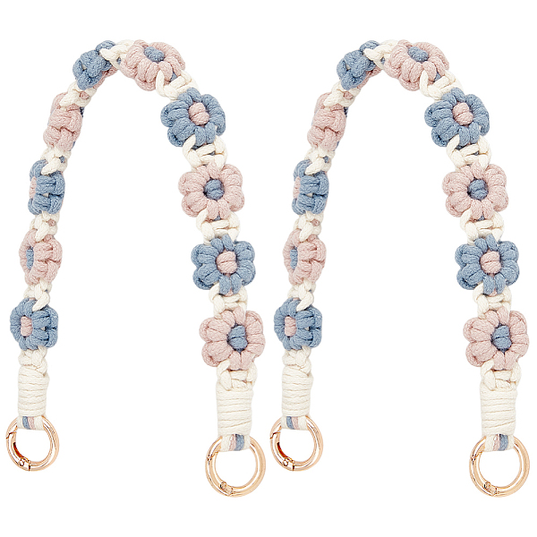 2Pcs Cotton Woven Flower Wrist Strap Lanyard-image-HJEW-BBC0001-10A-en