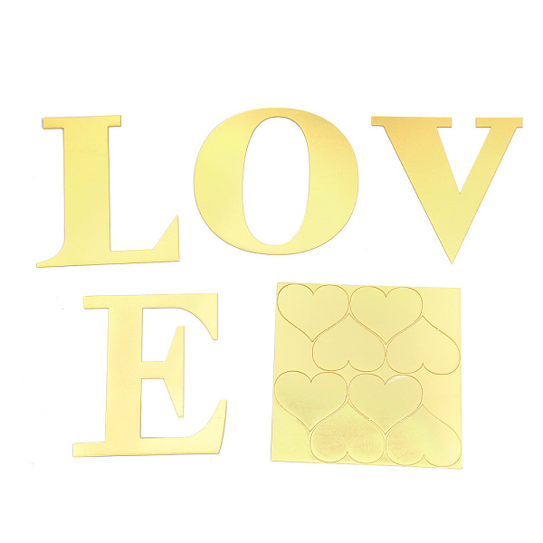

PandaHall Acrylic Self Adhesive Furniture Films, For Mirror Wall Stickers Decorative, Word Love & Heart, Gold, 3.9~14x5.7~13cm, 12pcs/set...