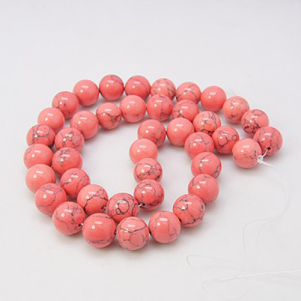 

PandaHall Synthetic Turquoise Beads Strands, Dyed, Round, Light Coral, 10mm, Hole: 1mm Synthetic Turquoise Round Red