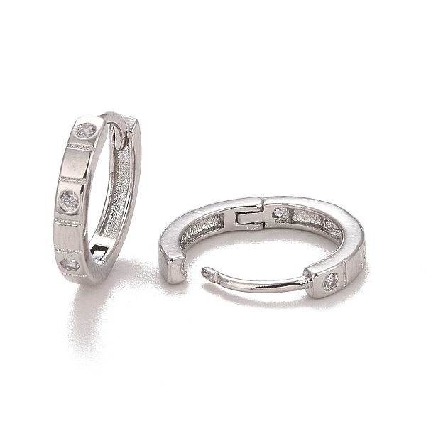 

PandaHall Clear Cubic Zirconia Hoop Earrings, Rack Plating Brass Hinged Earrings for Women, Lead Free & Cadmium Free, Platinum, 12.5x2mm...