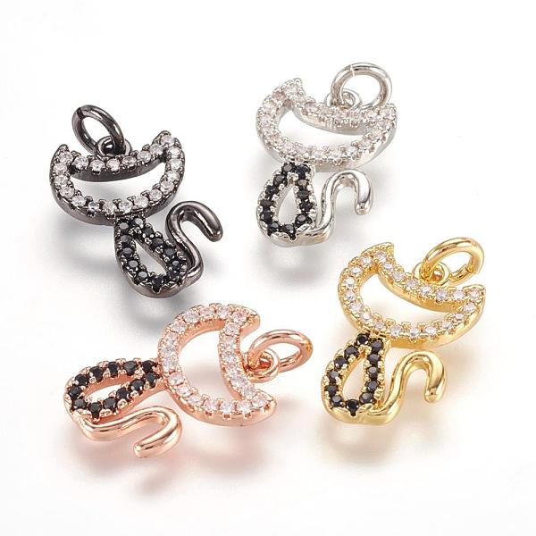 

PandaHall Brass Micro Pave Cubic Zirconia Kitten Pendants, Hollow, Cat Shape, Mixed Color, 16x11x2mm, Hole: 3mm Brass+Cubic Zirconia Cat..., Black
