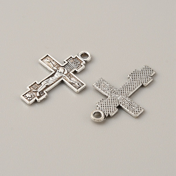 

PandaHall Tibetan Style Alloy Pendants, Cross Charm, Religion, Antique Silver, 22x14x1mm, Hole: 1.5mm Alloy Cross