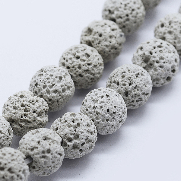 

PandaHall Natural Lava Rock Beads Strands, Dyed, Round, 8~9mm, Hole: 1mm, about 50pcs/strand, 15.1 inch(38.5cm) Round