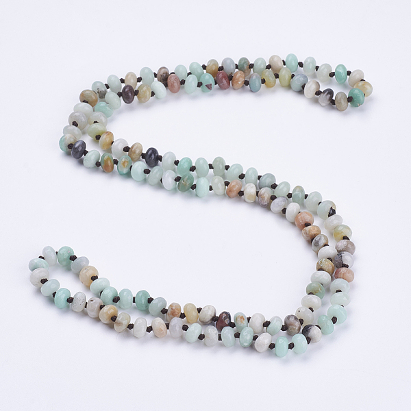 

PandaHall Natural Amazonite Beaded Multi-use Necklaces/Wrap Bracelets, Three-Four Loops Bracelets, Faceted, Abacus, 37.4 inch(95cm)...