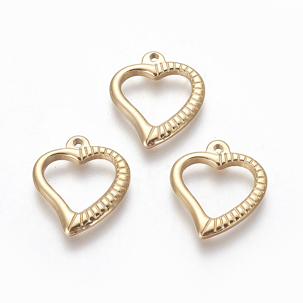 

PandaHall Vacuum Plating 304 Stainless Steel Open Heart Pendants, Hollow, Golden, 18x16x2mm, Hole: 1.4mm 304 Stainless Steel Heart