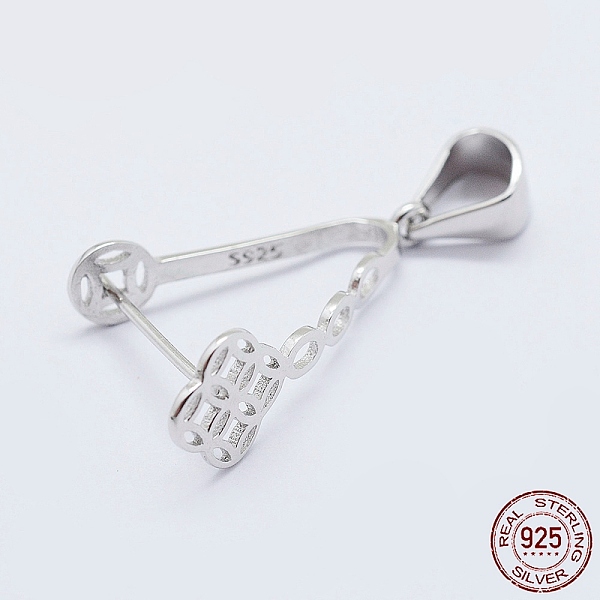 

PandaHall Rhodium Plated 925 Sterling Silver Micro Pave Cubic Zirconia Pendant Bails, Ice Pick & Pinch Bails, Copper Cash, Platinum, 23mm..., Clear