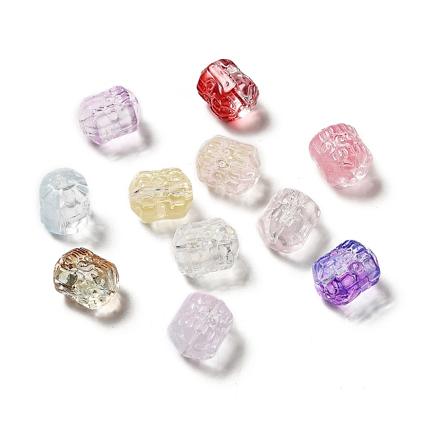 

PandaHall Spray Painted Transparent Glass Beads, Drum, Mixed Color, 12x10mm, Hole: 1mm Glass Drum Multicolor