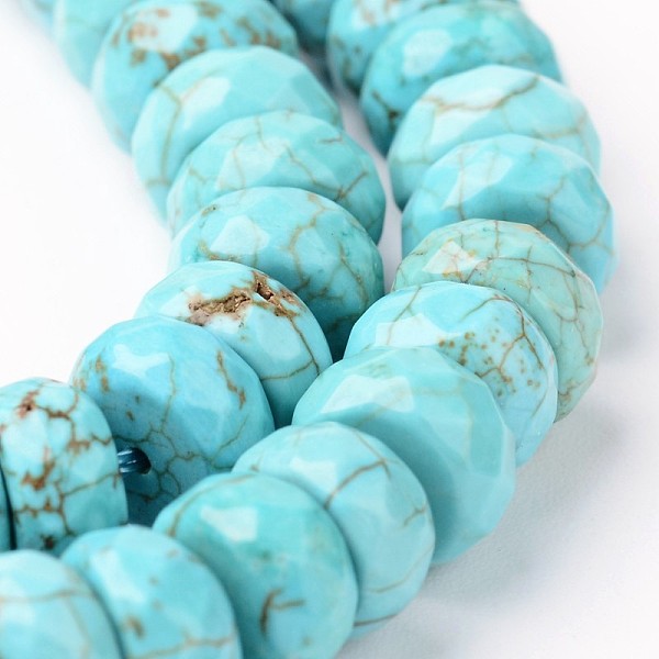 

PandaHall Natural Magnesite Beads Strands, Dyed & Heated, Faceted, Rondelle, 8x4~5mm, Hole: 1mm, about 89pcs/strand, 14.9 inch Magnesite...