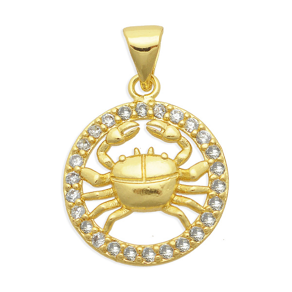 

PandaHall Brass Micro Pave Clear Cubic Zirconia Pendants, Cadmium Free & Nickel Free & Lead Free, Light Gold, Flat Round with 12...