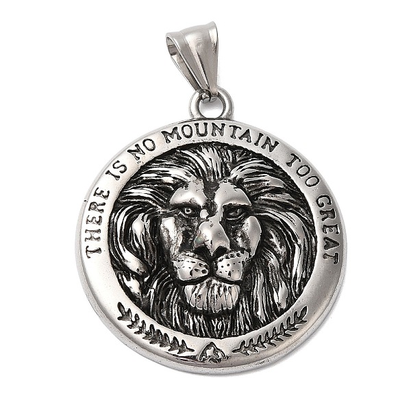 

PandaHall 304 Stainless Steel Pendants, Flat Round with Lion, Stainless Steel Color, 39.5x35x8mm, Hole: 9x5mm Stainless Steel+Enamel Flat...