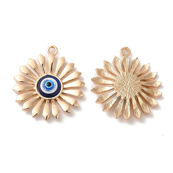 

PandaHall Alloy Pendants, Flower Charms with Resin Evil Eye, Cadmium Free & Nickel Free & Lead Free, Golden, Prussian Blue, 28.5x25x4mm...