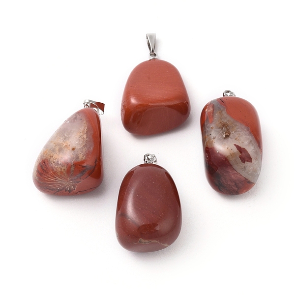

PandaHall Natural Red Jasper Pendants, with Platinum Tone Brass Findings, Nuggets, 23~30x13~22x12~20mm, Hole: 5x3mm Red Jasper Nuggets