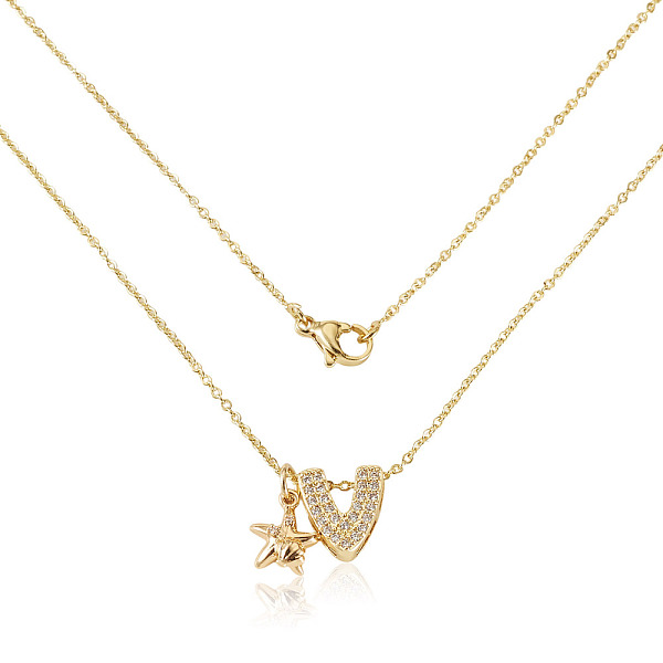 Colliers pendentifs en laiton sertis de micro-pavés de zirconiums cubiques transparents et de strass