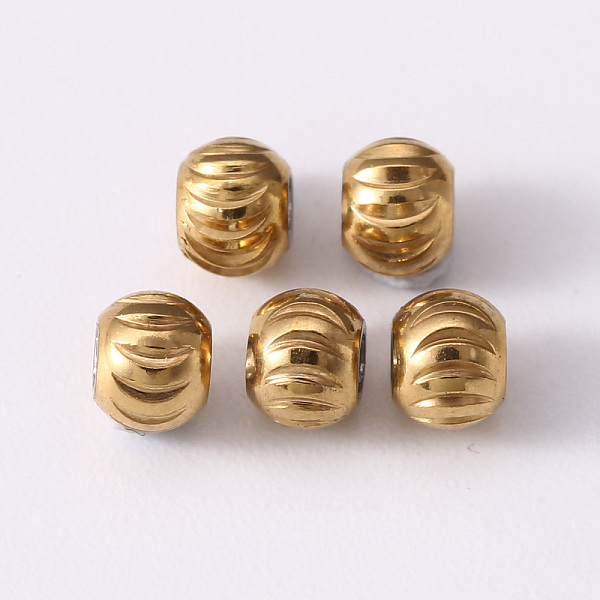 

PandaHall 201 Stainless Steel Corrugated Beads, Round, Golden & Stainless Steel Color, 4x3.5mm, Hole: 1.6mm 201 Stainless Steel Round