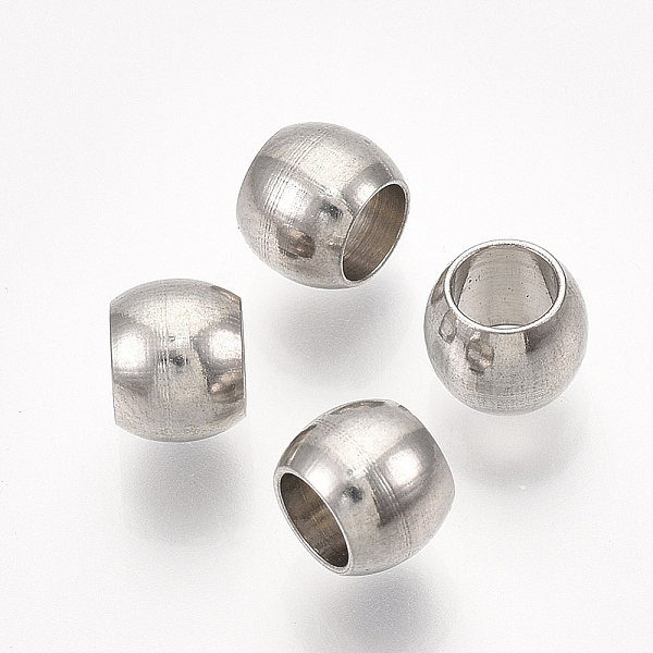 

PandaHall 201 Stainless Steel Beads, Round, Stainless Steel Color, 6.3x5mm, Hole: 4mm 201 Stainless Steel Round