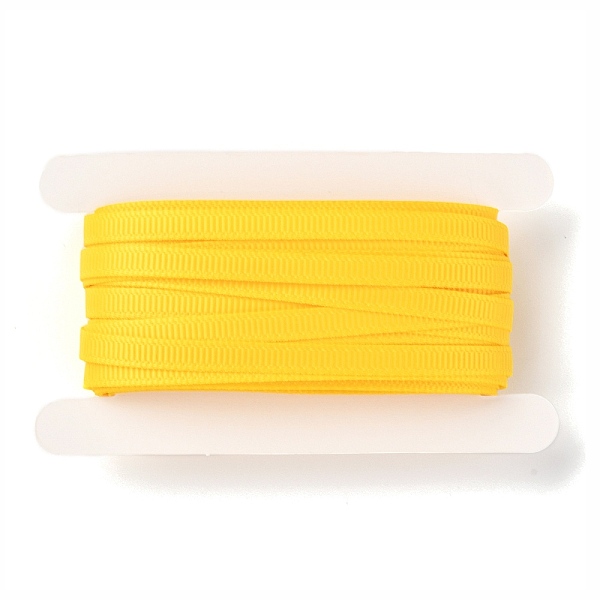 PandaHall Polyester Grosgrain Ribbon, for DIY Handmade Craft, Gift Decoration, Yellow, 1/4 inch(5mm), about 10.93 yards (10m)/card...
