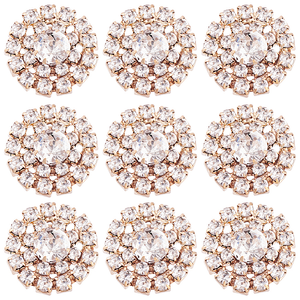 

PandaHall AHADERMAKER 30Pcs Alloy Rhinestone Cabochons, Flower, Light Gold, 19x5.5mm Alloy+Rhinestone Flower Clear