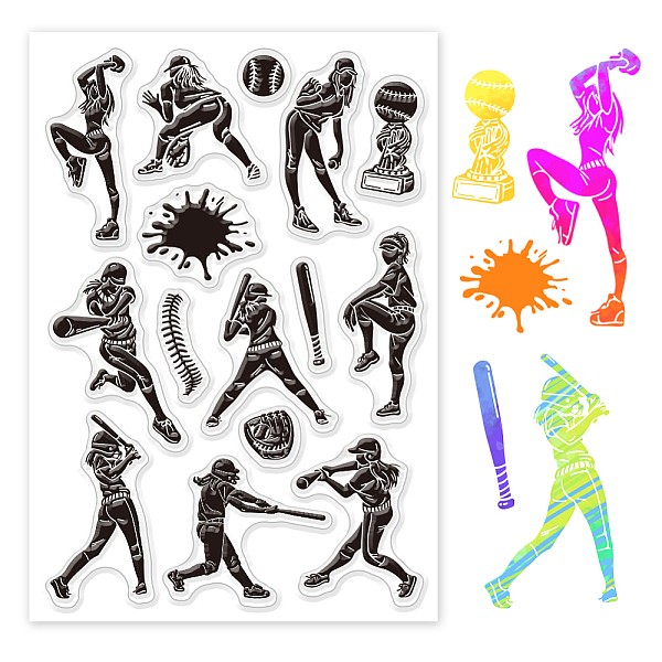 

PandaHall PH Women's Softball Clear Stamps, Sports Silicone Stamps Transparent Paper Craft Stamps Rubber Stamps for Journaling Card Making...