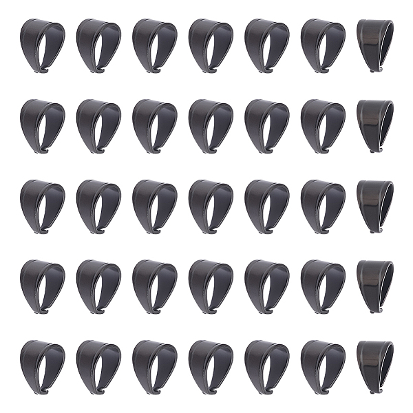 

PandaHall Unicraftale 40Pcs 304 Stainless Steel Snap on Bails, Electrophoresis Black, 11x8x7mm, Hole: 10x7mm 304 Stainless Steel