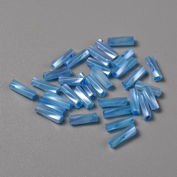 

PandaHall Opaque Colours Glass Twist Bugle Beads, Round Hole, Dodger Blue, 6~7x2mm, Hole: 0.9mm, 270pcs/bag Glass
